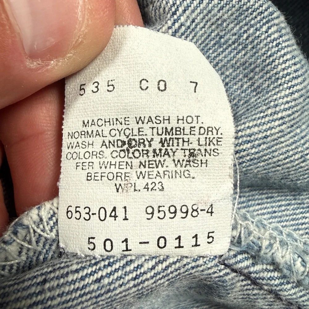 Vtg 90s Levis 501 Jean Mens 38x30 (36x27) Blue Denim Straight Leg Button Fly USA